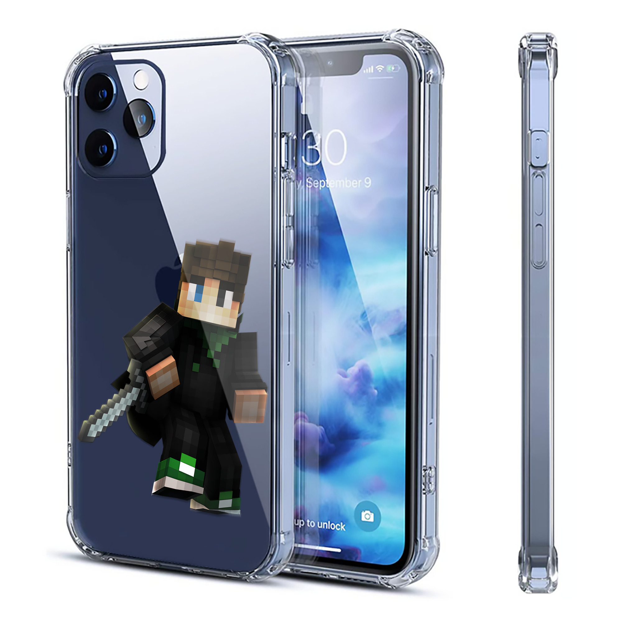 （画像用） マインクラフト ブロックの世界 Minecraft MC Block world 【iPhone 12シリーズ対応】透明スマホケース（クリアソフトケース）
